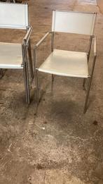Witte leren eetkamer stoelen. 1 iets beschadigde armleuni, Vier, Leer, Ophalen of Verzenden, Wit
