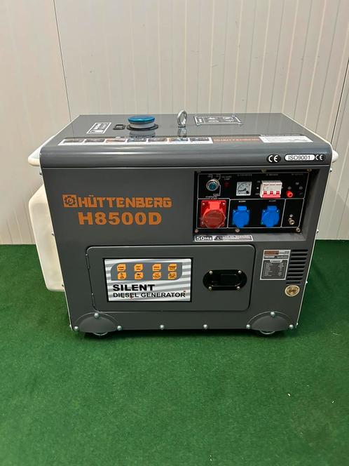 Nieuwe Huttenberg 8KW dieselaggregaat Showroom !, Doe-het-zelf en Verbouw, Aggregaten, Nieuw, Benzine, Geluidgedempt, Ophalen