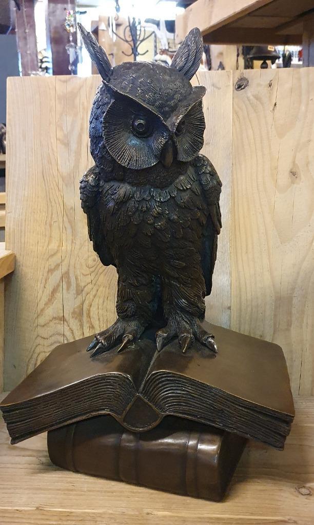 WIJZE UIL / BRONZEN BEELD, Antiek en Kunst, Kunst | Beelden en Houtsnijwerken, Ophalen of Verzenden
