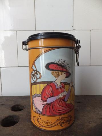 vintage art nouveau blik voor koffie of thee even bijkletsen beschikbaar voor biedingen