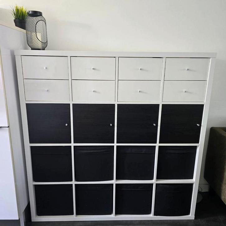 IKEA Kallax kast met lades en bakken, Huis en Inrichting, Kasten | Boekenkasten, Gebruikt, Minder dan 100 cm, 25 tot 50 cm, Ophalen of Verzenden