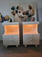 Set van 2 witte retro nachtkastjes, Huis en Inrichting, Ophalen, 55 tot 70 cm, Zo goed als nieuw, 45 tot 65 cm