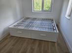BRIMNES bed lades+lattenbodems Leirsund, wit, 180x200cm, Ophalen, Wit, Tweepersoons, Zo goed als nieuw