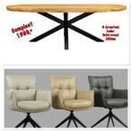 Complete eetset mango met lerenstoelen, Ophalen, Outletliving7@gmail.com, Nieuw, Outlet