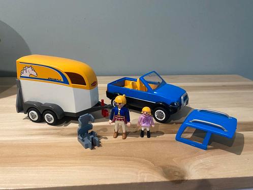 Playmobil auto met paardentrailer kinderstoel trailer, Kinderen en Baby's, Speelgoed | Playmobil, Zo goed als nieuw, Complete set