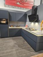 Showroomkeuken Fjordblauw  Uitverkoop!, Huis en Inrichting, Keuken | Complete keukens, Ophalen, Overige materialen, Blauw, Hoekkeuken