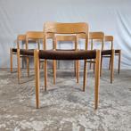 Niels Otto Møller model 75 stoelen vintage Deens jaren 50-60, Vijf, Zes of meer stoelen, Gebruikt, Stof, Ophalen of Verzenden