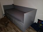 Bedbank Ikea Hemnes grijs 80200 met vrijwel nieuw matras, Ophalen, Eenpersoons, Wit, Zo goed als nieuw