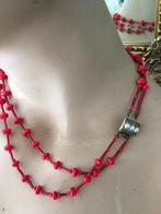Vintage antieke rode glaskralen ketting collier parel slotje, Sieraden, Tassen en Uiterlijk, Antieke sieraden, Ophalen of Verzenden