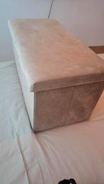 Velvet Opbergpoef - Taupe, Gebruikt, Rechthoekig, 50 tot 75 cm, 75 tot 100 cm