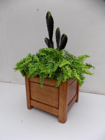 Plantenbak hout vierkant ompot sierpot vintage retro