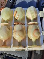 Set van 6 hand gesneden onyx / marmer glazen uit Afghanistan, Ophalen of Verzenden