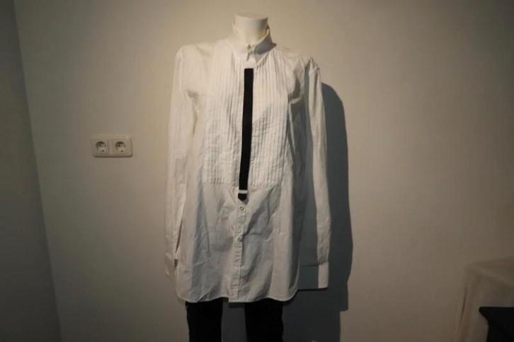 Dsquared2 wit blouse tuniek zwarte band voorkant werkje I54, Kleding | Dames, Blouses en Tunieken, Gedragen, Maat 46/48 (XL) of groter