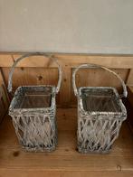 2 rieten kandelaars landelijke stijl, Ophalen, Overige materialen, Gebruikt, Grijs