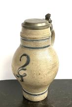 Bouffioulx Klepkan Westerwald kruik tinnen deksel 18e eeuw, Ophalen of Verzenden