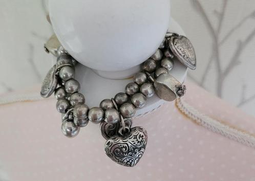 Armband hartjes, Sieraden, Tassen en Uiterlijk, Armbanden, Zo goed als nieuw, Zilver, Ophalen of Verzenden