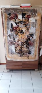 Modern wandkleed  uit Afrika (?) strijd ts apen?goden?canvas, Antiek en Kunst, Ophalen of Verzenden