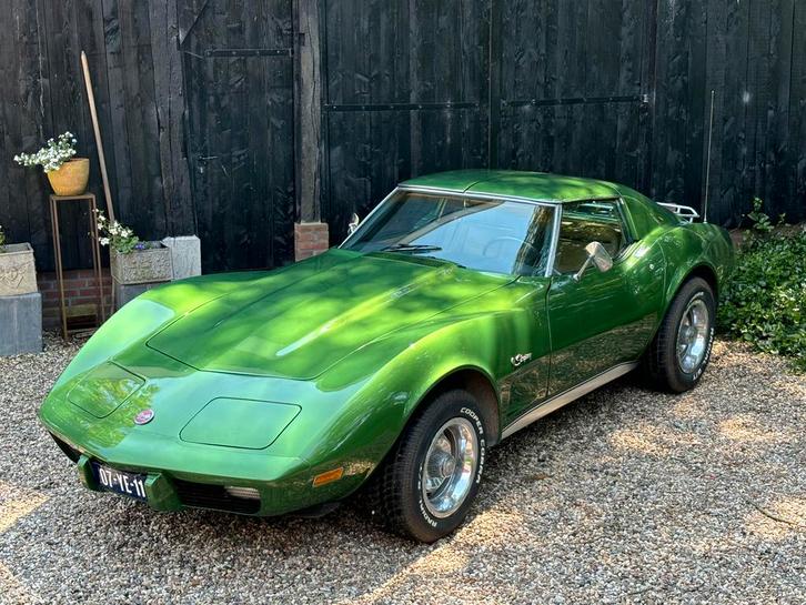 Corvette C3 1975, Auto's, Chevrolet, Particulier, Corvette, Benzine, Euro 1, Coupé, Handgeschakeld, Groen, Beige, Kunstmatig leder