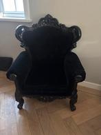 Barok Fauteuil met Zwarte Bekleding, Ophalen, Gebruikt, Barok, 75 tot 100 cm