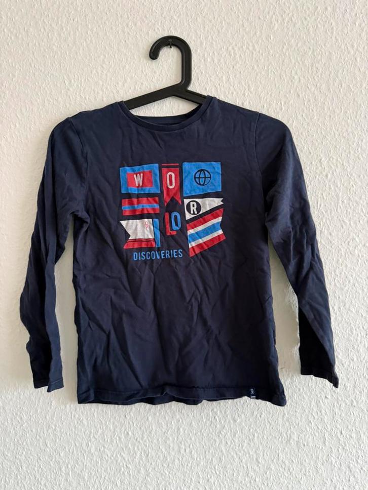 Donkerblauw shirt met lange mouwen van Okaïdi, maat 140, Kinderen en Baby's, Kinderkleding | Maat 140, Zo goed als nieuw, Jongen