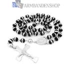 Rvs met rubber rozenkrans rvs zilver rozenkrans gebedskrans, Sieraden, Tassen en Uiterlijk, Kettingen, Verzenden, Nieuw, Zilver