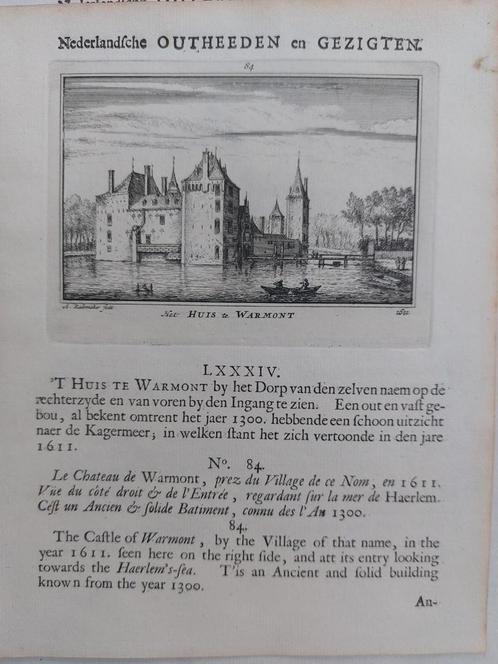 84 / Huis Warmont - Warmond Gravure A. Rademaker 1ste druk, Antiek en Kunst, Kunst | Etsen en Gravures, Ophalen of Verzenden
