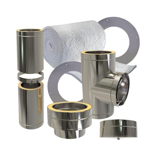 partij Convesa RVS dw geïsoleerd rookkanaal 80mm 130/80mm, Doe-het-zelf en Verbouw, Buizen en Afvoer, Nieuw, Afvoer, Rvs, Minder dan 2 meter