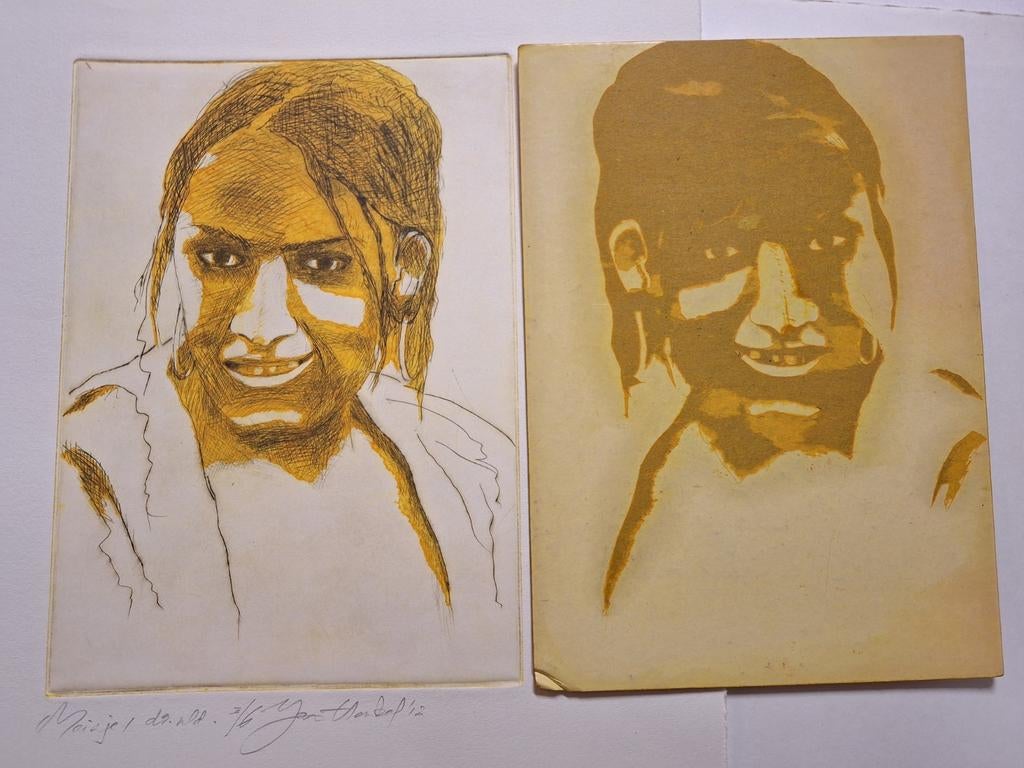 Etsplaat Portret Meisje, Antiek en Kunst, Ophalen of Verzenden