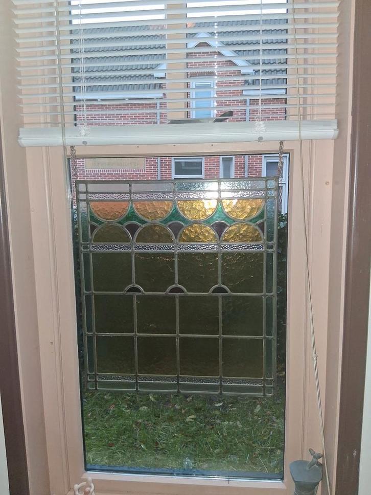 Antiek Glas in Lood Raam, Doe-het-zelf en Verbouw, Deuren en Horren, Gebruikt, Overige typen, Minder dan 200 cm, Minder dan 80 cm