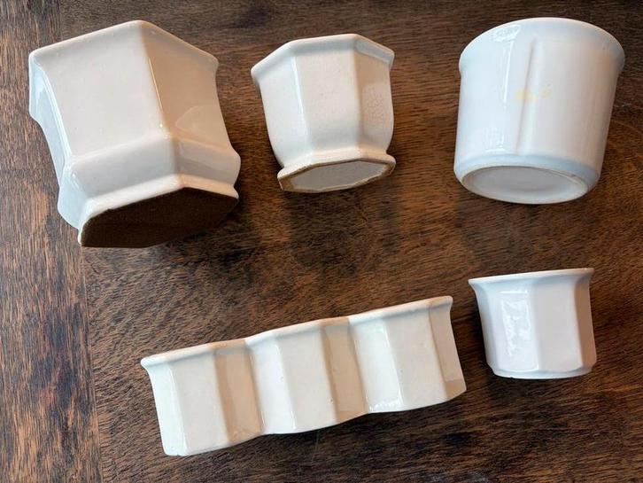 Bloempotten Set: Wit & Aardewerk - 11 stuks, Tuin en Terras, Bloempotten, Gebruikt, Aardewerk, Binnen, Minder dan 40 cm, Minder dan 25 cm