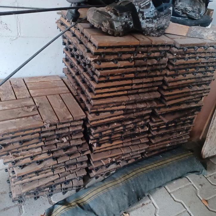 Houten Terrastegels - Gebruikt, Tuin en Terras, Terrasdelen en Vlonders, Gebruikt, Hout, Ophalen of Verzenden