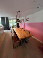 Industriele Lederen eetkamerbank 3 meter lang, Huis en Inrichting, Complete eetkamers, Ophalen, Gebruikt