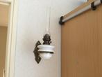Antieke petroleum wandlamp, Ophalen, Brons