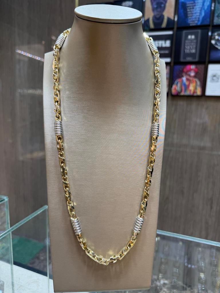 14KT Goud - 134.3 Gram - Ketting - MONTE CARLO -Herenketting, Sieraden, Tassen en Uiterlijk, Kettingen, Nieuw, Goud, Ophalen