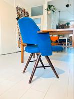 Vintage stoel Cees Braakman FT30 pallisander blauw stof hout, Blauw, Gebruikt, Hout, Eén