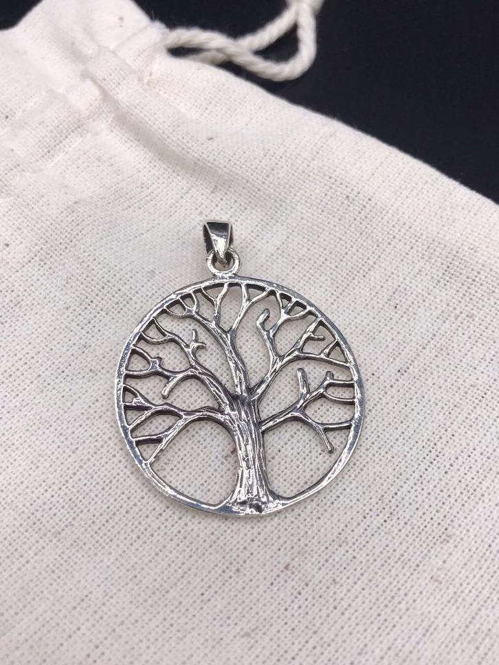 Levensboom Hanger - Tree of Life  925 Sterling Zilver, Sieraden, Tassen en Uiterlijk, Kettinghangers, Nieuw, Zilver, Zilver, Ophalen of Verzenden