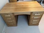 Vintage eiken industrieel buro., Ophalen, Gebruikt, Bureau