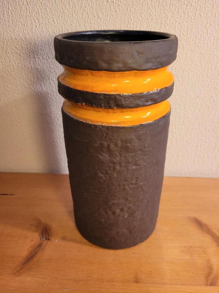 Vintage Haldensleben Vaas - Oranje Strepen Germany, Huis en Inrichting, Woonaccessoires | Vazen, Zo goed als nieuw, Oranje, Minder dan 50 cm