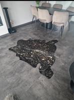 Zwart lederen vloerkleed met gouden spetters, Zwart, 200 cm of meer, Ophalen of Verzenden, Rechthoekig
