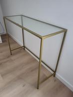 Stijlvolle hoge bijzettafel met glazen blad, Huis en Inrichting, Tafels | Sidetables, Ophalen, 100 tot 150 cm, Zo goed als nieuw