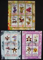 - 639 - 3 Blokjes met Orchideeén + Champignons., Verzenden, Gestempeld, Dier of Natuur