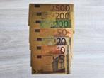 Set gouden eurobiljetten 5 t/m 500 euro, type 2002, Postzegels en Munten, Bankbiljetten | Europa | Eurobiljetten, Ophalen of Verzenden