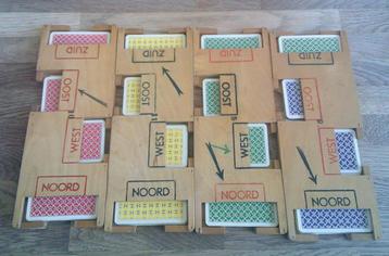 4 vintage houten bridge kistjes kaartspelen mancave  beschikbaar voor biedingen