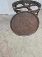 Antiek tafeltje rond met koperen blad, Antiek en Kunst, Ophalen