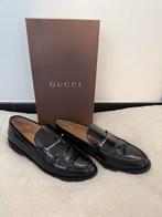 Gucci Horsebit Loafers Zwart Leer Maat 37,5, Ophalen, Gedragen, Zwart, Loafers