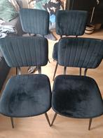 4 velour zwart stoelen fluweel trendy, Huis en Inrichting, Stoelen, Zo goed als nieuw, Zwart, Ophalen