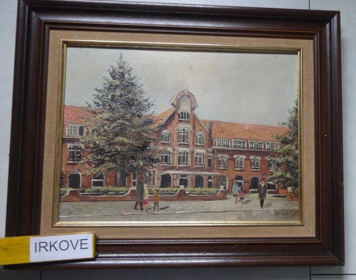 OLIEVERF OP LINNEN STRAATJE * In Lijst *, Antiek en Kunst, Kunst | Schilderijen | Klassiek, Verzenden