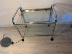 Trolly severwagen dranktrolly zilver vintage, Ophalen of Verzenden, Zo goed als nieuw, Rechthoekig, Glas