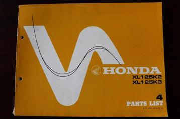 Honda XL125 K2 K3 1977 parts lis XL 125 K2 K3