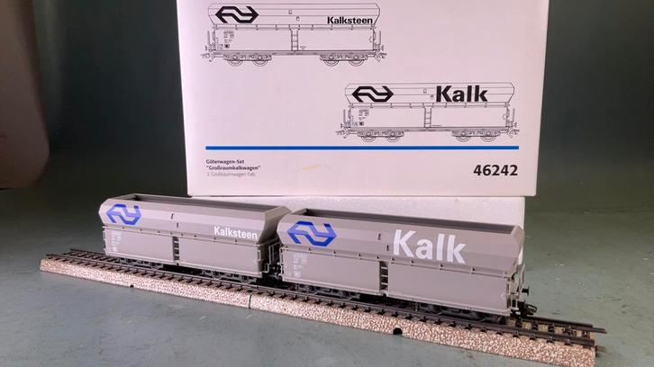 Marklin ho 46242 NS Kalkwagen set zelflosser ,nieuw in doos., Hobby en Vrije tijd, Modeltreinen | H0, Zo goed als nieuw, Wagon